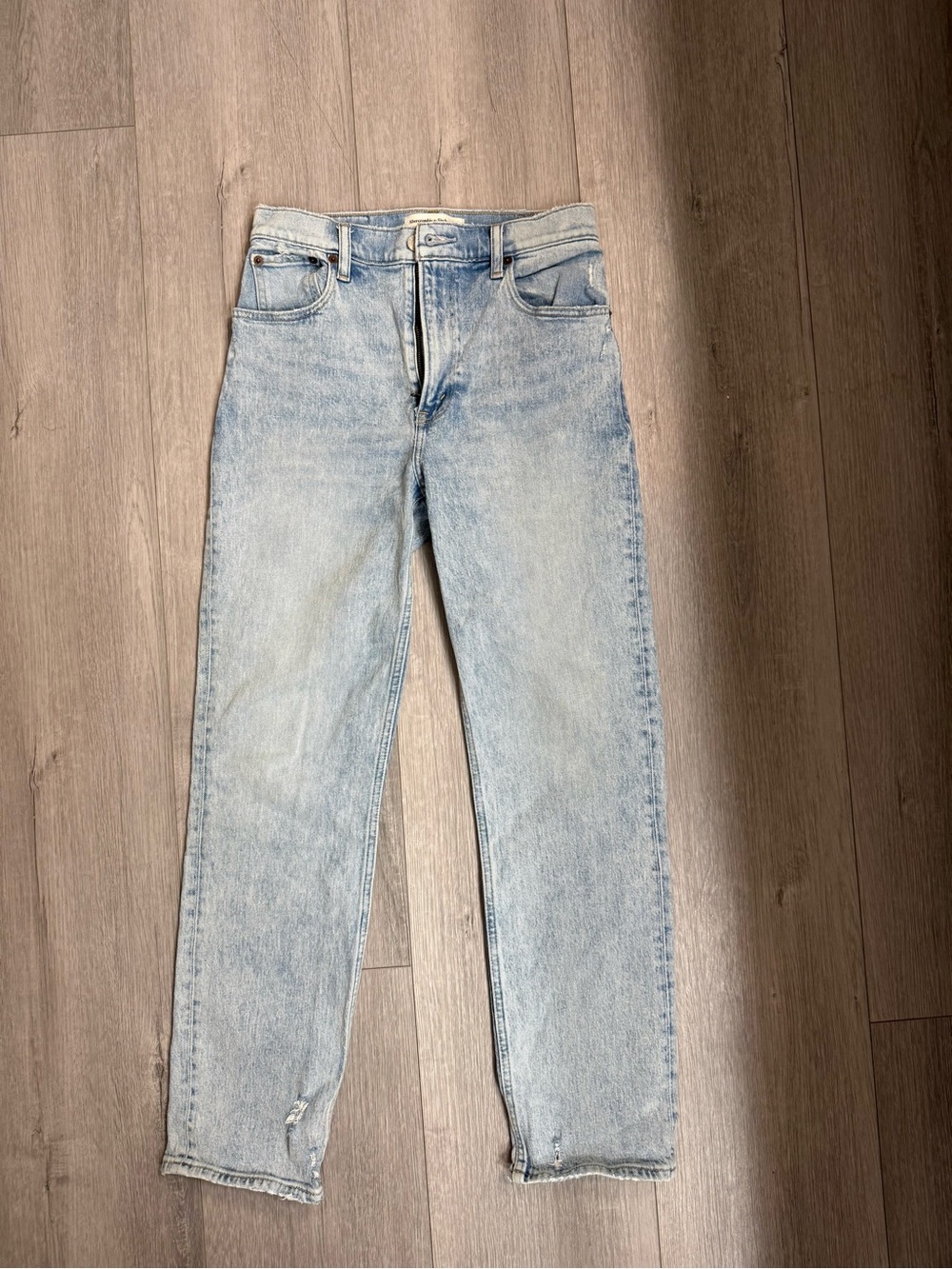 Abercrombie & Fitch Light Blue High-Rise Straight Jeans